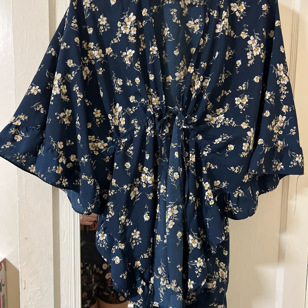 Floral Kimono with Tie Waist